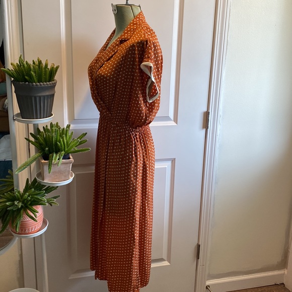 Smythe Burnt Orange Rust and Ivory Polka Dot Dress SZ 4/6 - Picture 10 of 11